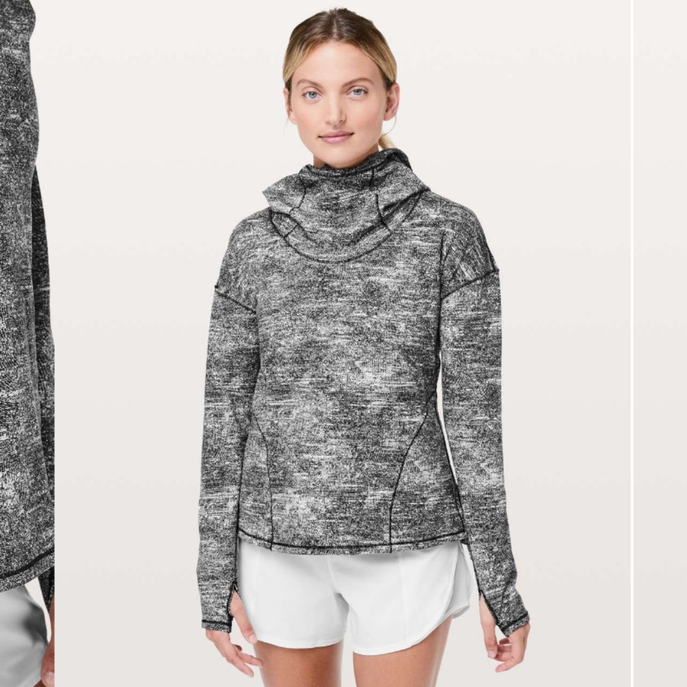 Lululemon Rulu Forever Long Sleeve/Hoodie In Black/White Size 4